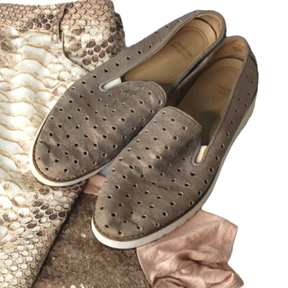 Johnston and Murphy Flex Sneaker Perforated Leather Loafer Removable Insoles 8
